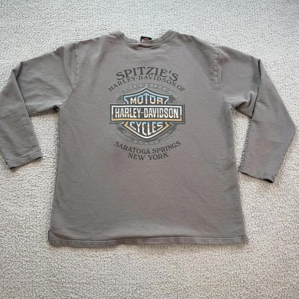 Harley Davidson Long Sleeve Shirt Spitzies Saratoga Springs New York Grey XL